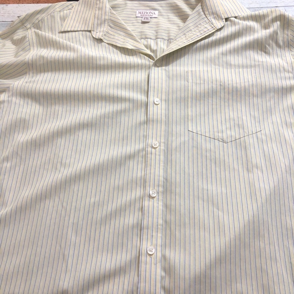 Merona Cream and Blue Casual Button Down Shirt